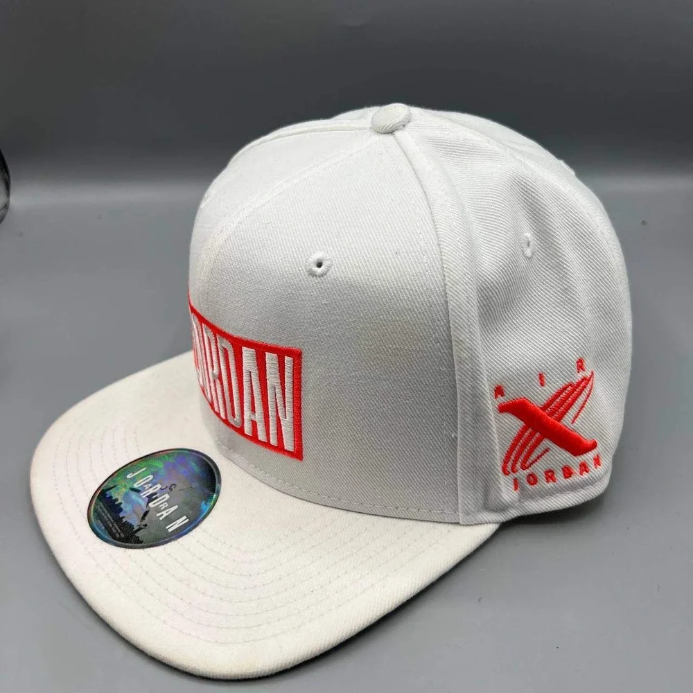 Air Jordan Hat Men White Orange Embroidered Jumpman Snap Back Cap‎